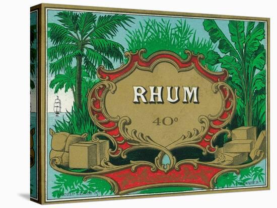 Rhum Forty Proof Rum Label-Lantern Press-Stretched Canvas