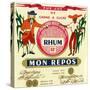 Rhum mon Repos Brand Rum Label-Lantern Press-Stretched Canvas