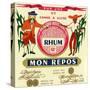 Rhum mon Repos Brand Rum Label-Lantern Press-Stretched Canvas