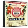 Rhum mon Repos Brand Rum Label-Lantern Press-Framed Stretched Canvas