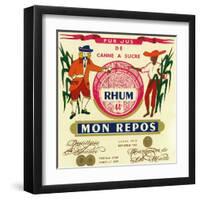 Rhum mon Repos Brand Rum Label-Lantern Press-Framed Art Print