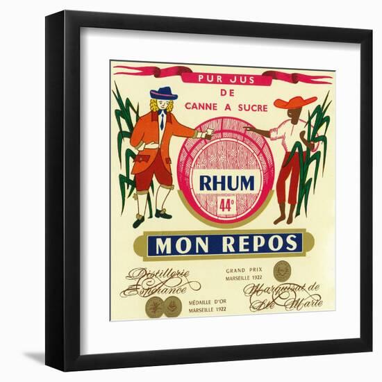 Rhum mon Repos Brand Rum Label-Lantern Press-Framed Art Print