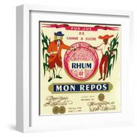Rhum mon Repos Brand Rum Label-Lantern Press-Framed Art Print