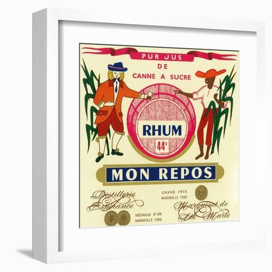 Rhum mon Repos Brand Rum Label-Lantern Press-Framed Art Print