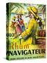 Rhum Navigateur Brand Rum Label-Lantern Press-Stretched Canvas