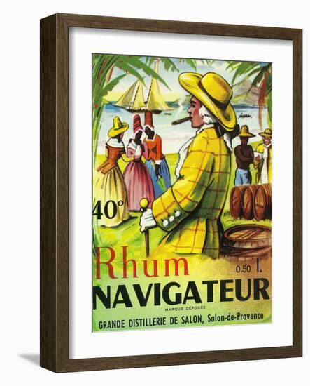 Rhum Navigateur Brand Rum Label-Lantern Press-Framed Art Print