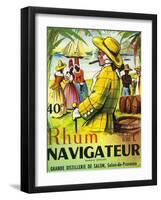 Rhum Navigateur Brand Rum Label-Lantern Press-Framed Art Print