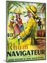 Rhum Navigateur Brand Rum Label-Lantern Press-Mounted Art Print