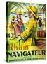 Rhum Navigateur Brand Rum Label-Lantern Press-Stretched Canvas