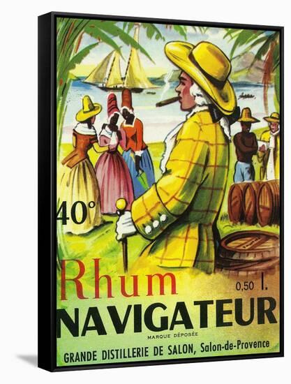 Rhum Navigateur Brand Rum Label-Lantern Press-Framed Stretched Canvas