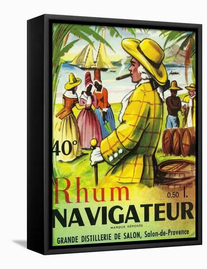 Rhum Navigateur Brand Rum Label-Lantern Press-Framed Stretched Canvas