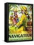 Rhum Navigateur Brand Rum Label-Lantern Press-Framed Stretched Canvas