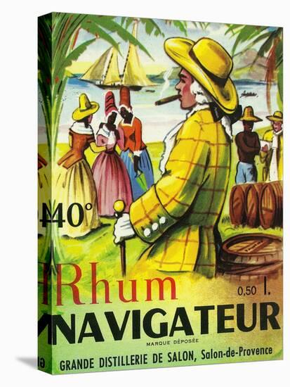 Rhum Navigateur Brand Rum Label-Lantern Press-Stretched Canvas
