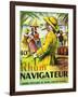 Rhum Navigateur Brand Rum Label-Lantern Press-Framed Art Print