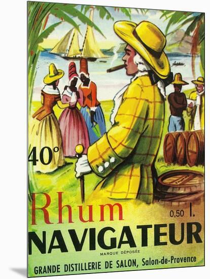 Rhum Navigateur Brand Rum Label-Lantern Press-Mounted Art Print