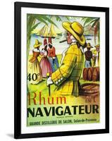 Rhum Navigateur Brand Rum Label-Lantern Press-Framed Art Print