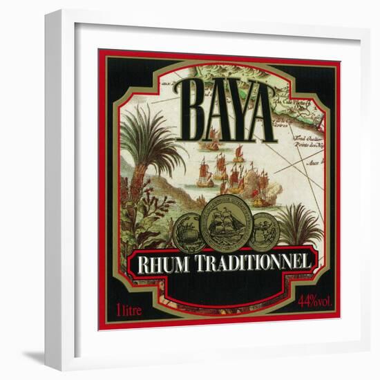 Rhum Traditionnel Baya Brand Rum Label-Lantern Press-Framed Art Print