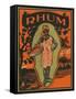 Rhum Woman with Basket of Fruit and Drinks Rum Label-Lantern Press-Framed Stretched Canvas