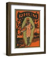 Rhum Woman with Basket of Fruit and Drinks Rum Label-Lantern Press-Framed Art Print