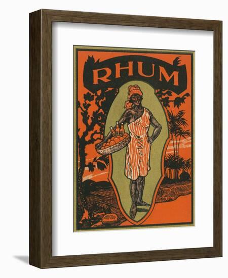 Rhum Woman with Basket of Fruit and Drinks Rum Label-Lantern Press-Framed Art Print