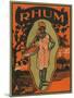 Rhum Woman with Basket of Fruit and Drinks Rum Label-Lantern Press-Mounted Art Print