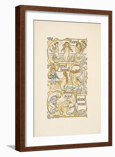 Rhyming Words Ending in the Letter D. Mermaids. Children Building Sand Castles On a Beach-Walter Crane-Framed Giclee Print