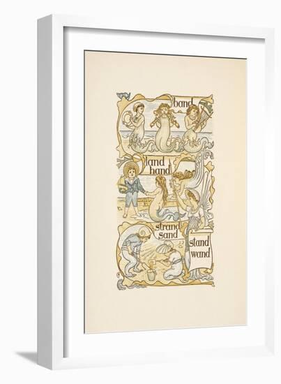 Rhyming Words Ending in the Letter D. Mermaids. Children Building Sand Castles On a Beach-Walter Crane-Framed Giclee Print