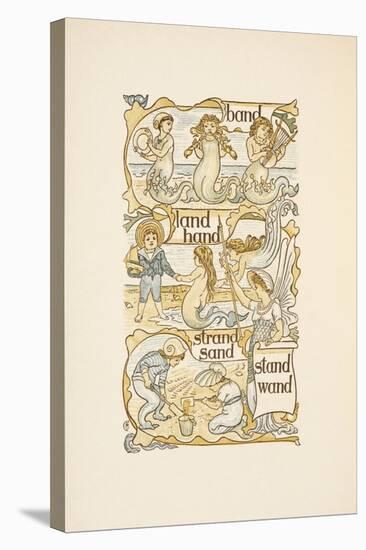 Rhyming Words Ending in the Letter D. Mermaids. Children Building Sand Castles On a Beach-Walter Crane-Stretched Canvas