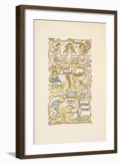 Rhyming Words Ending in the Letter D. Mermaids. Children Building Sand Castles On a Beach-Walter Crane-Framed Giclee Print