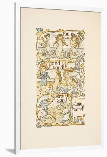 Rhyming Words Ending in the Letter D. Mermaids. Children Building Sand Castles On a Beach-Walter Crane-Framed Giclee Print