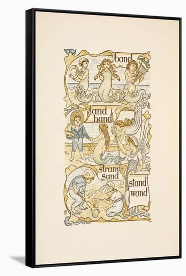 Rhyming Words Ending in the Letter D. Mermaids. Children Building Sand Castles On a Beach-Walter Crane-Framed Stretched Canvas