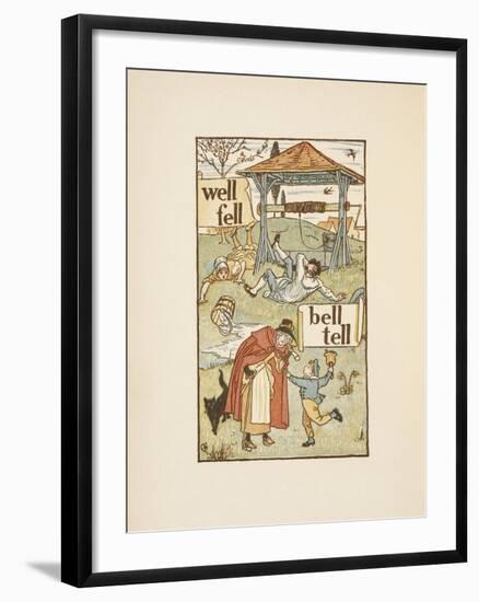 Rhyming Words Ending in the Letter L. a Boy With a Bell. an Old Woman and Her Cat-Walter Crane-Framed Giclee Print