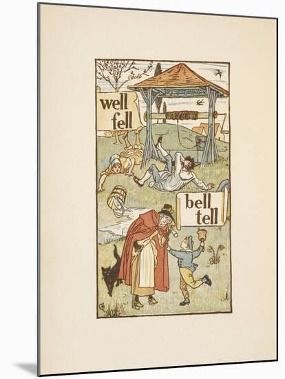 Rhyming Words Ending in the Letter L. a Boy With a Bell. an Old Woman and Her Cat-Walter Crane-Mounted Giclee Print