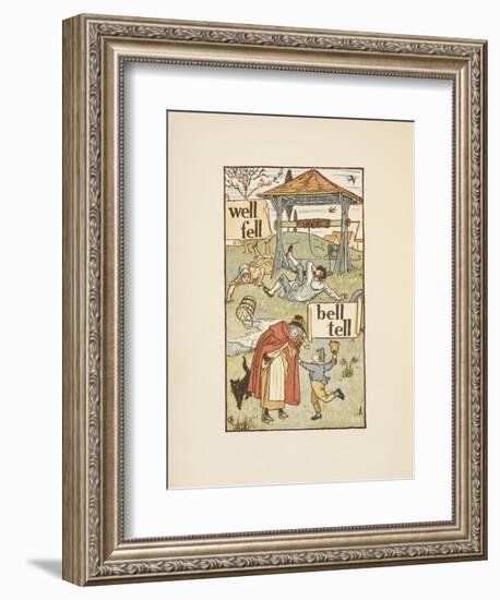 Rhyming Words Ending in the Letter L. a Boy With a Bell. an Old Woman and Her Cat-Walter Crane-Framed Giclee Print