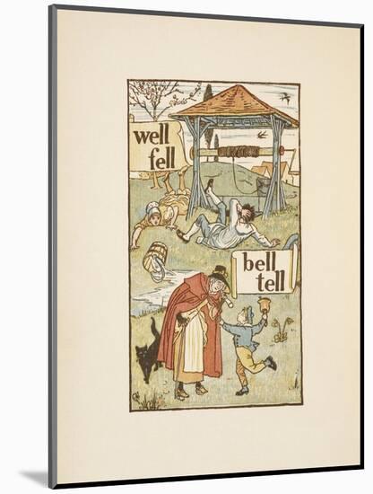 Rhyming Words Ending in the Letter L. a Boy With a Bell. an Old Woman and Her Cat-Walter Crane-Mounted Giclee Print