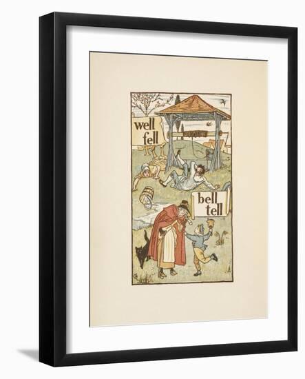 Rhyming Words Ending in the Letter L. a Boy With a Bell. an Old Woman and Her Cat-Walter Crane-Framed Giclee Print