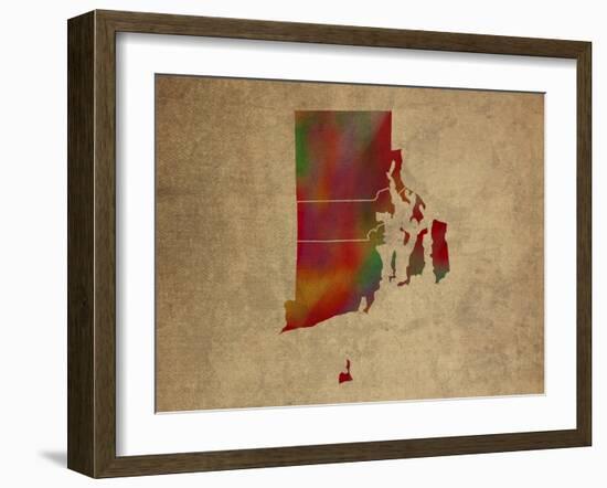 RI Colorful Counties-Red Atlas Designs-Framed Giclee Print