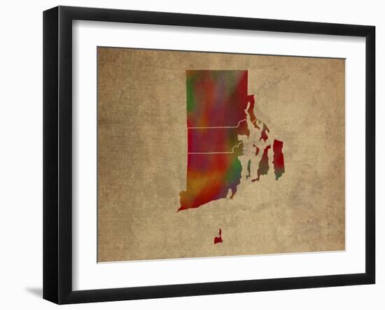 RI Colorful Counties-Red Atlas Designs-Framed Giclee Print