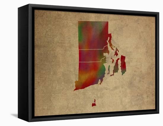 RI Colorful Counties-Red Atlas Designs-Framed Stretched Canvas