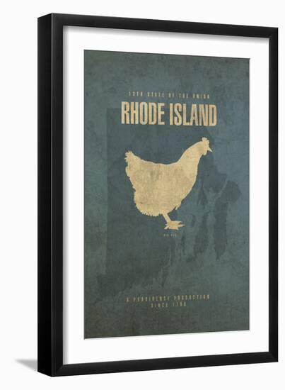 RI State Minimalist Posters-Red Atlas Designs-Framed Giclee Print