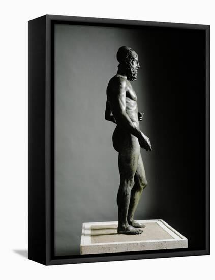 Riace Bronze (B), Bronze Statue of a Young Man with Helmet, More Than Life-Size, Found in 1972-Phidias-Framed Stretched Canvas