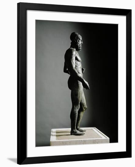 Riace Bronze (B), Bronze Statue of a Young Man with Helmet, More Than Life-Size, Found in 1972-Phidias-Framed Giclee Print