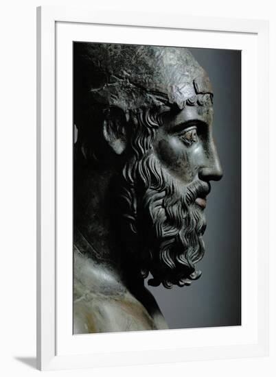 Riace Bronze (B), Head of Bronze Statue of a Young Man with Helmet, Detail-Phidias-Framed Giclee Print