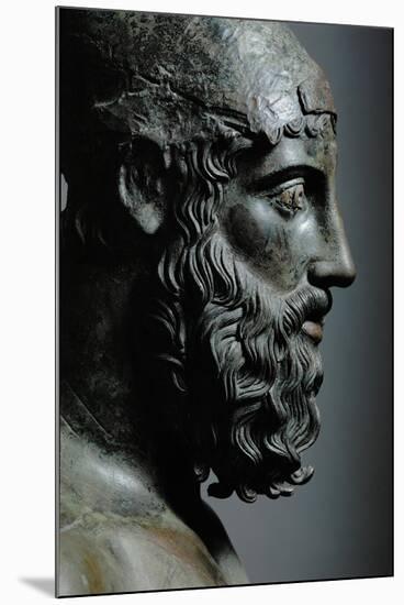 Riace Bronze (B), Head of Bronze Statue of a Young Man with Helmet, Detail-Phidias-Mounted Giclee Print