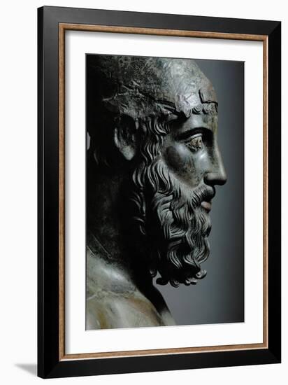 Riace Bronze (B), Head of Bronze Statue of a Young Man with Helmet, Detail-Phidias-Framed Giclee Print