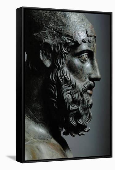 Riace Bronze (B), Head of Bronze Statue of a Young Man with Helmet, Detail-Phidias-Framed Stretched Canvas