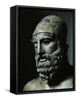 Riace Bronze (B), Head of Bronze Statue of a Young Man with Helmet, Detail-Phidias-Framed Stretched Canvas