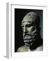 Riace Bronze (B), Head of Bronze Statue of a Young Man with Helmet, Detail-Phidias-Framed Giclee Print