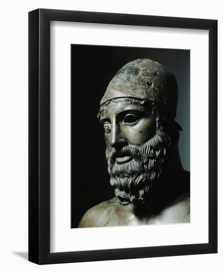 Riace Bronze (B), Head of Bronze Statue of a Young Man with Helmet, Detail-Phidias-Framed Premium Giclee Print