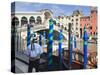 Rialto Bridge and Gondolier, Grand Canal, Venice, UNESCO World Heritage Site, Veneto, Italy, Europe-Amanda Hall-Stretched Canvas